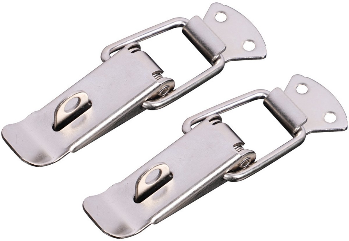 TLVX 2 stuks Zeer Sterke Spansluiting met Opening voor Slot 38x76mm – Klemsluiting – Tuimelklem – Kistsluiting – Gesp Sluiting – Meubelslot – Tuimelvergrendeling – Veilig en snel afsluiten van Kisten, Lades en Deuren