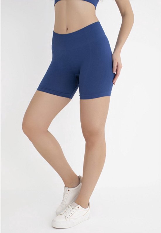 Dames Sportlegging Kort - Sportbroek dames - Gym short - Sportkleding - Shape & Liftend Effect - Blauw - Maat XS/S van Merkloos — afbeelding 3