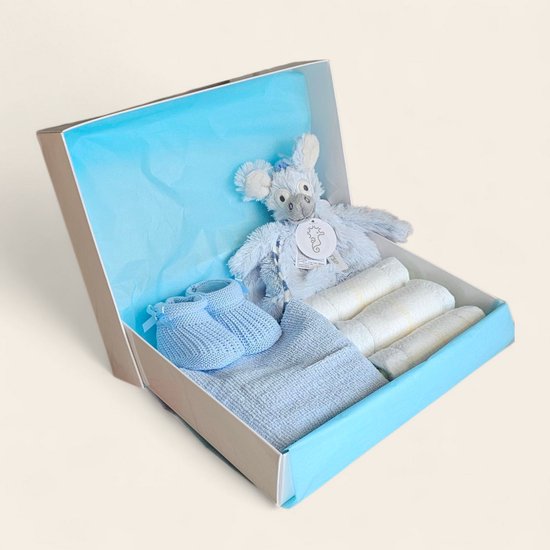 Kraamcadeau blauw met Happy Horse Donkey Dallas, spuugdoekje slofjes en pampers van Pippo Knuffeldoekje. — afbeelding 3
