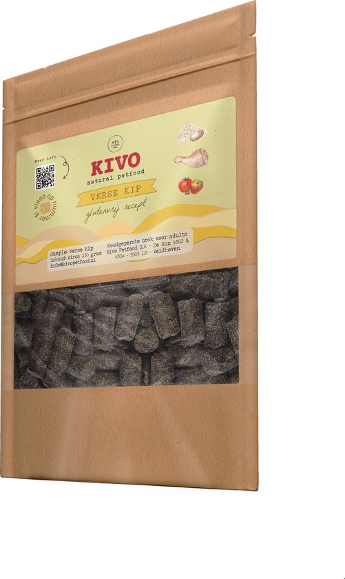 Kivo Petfood - PROEFZAKJE Hondenbrokken Verse Kip 300 gr - Koudgeperst - Glutenvrij