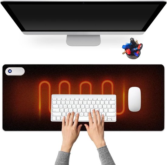 Verwarmde muismat-Verwarmde bureau onderlegger-verwarmde muismat voor koude handen-Waterdichte verwarmde bureau-Met 3 temperatuurstanden en automatische uitschakeling na 3 uur - Waterdicht PU-leer - 80 x 33 cm - 30-50°C - Geschikt voor thuis/kantoor