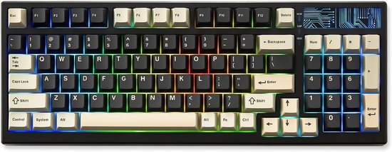 Yunzii - YZ98 - Zwart - Mechanisch Draadloos Toetsenbord - 98% - Qwerty - Gaming Keyboard - RGB Lichten - Cacao Cream V2 Switches