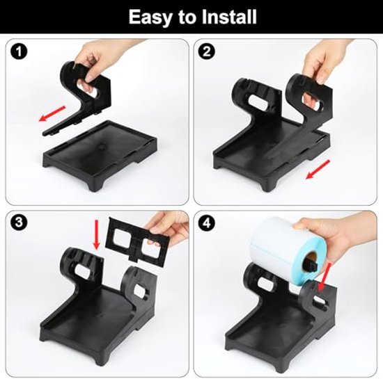 Fentar Labelhouder Voor Thermische Printers - Voor Rollen En Vouwlabels - Met Reinigingspen - Zwart - 20x15,5x13,5 Cm