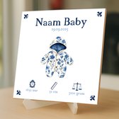 Gepersonaliseerde Baby Tegeltje – Met Naam, Geboortedatum, Gewicht, Lengte en Tijd – Blauw Rompertje