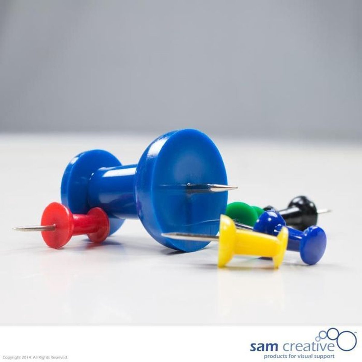 Sam Creative - Prikbord kurk - Punaise - Jumbo - Blauw - 8 stuks