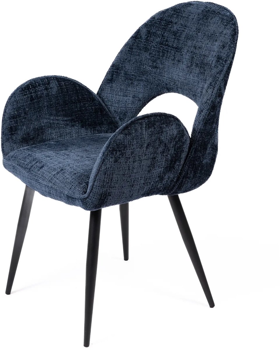 DepotHome - Dante blauw- Set van 2 stoelen - Zwarte metalen onderstel