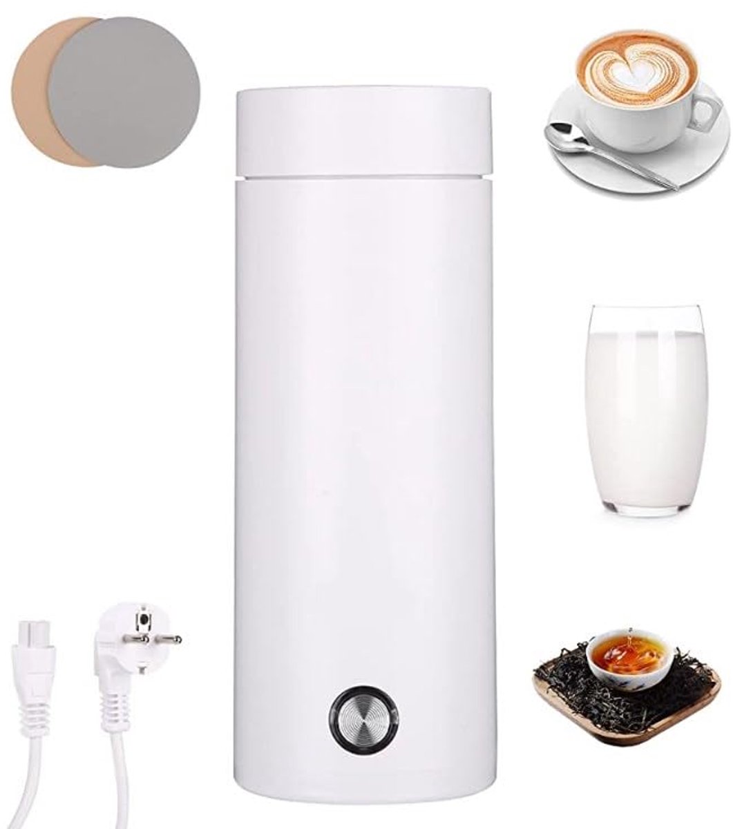 Draagbare Mini Waterkoker 450 ml - Elektrische Reiswaterkoker met Gratis Onderzetters