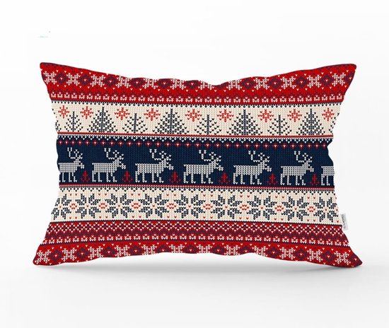 Sierkussen - 30x50cm - Kerst rendieren - Met velvet hoesje - Fluweel - Aan beide zijdig bedrukt