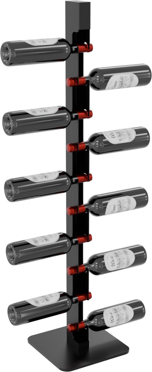 MetaloPro Wijnrek Douro – Zwart Metalen Flessenrek Voor 10 Wijnflessen, Ideaal Voor Keuken, Kelder Of Bar – 110x26x26cm