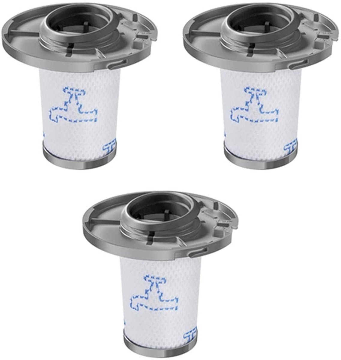 3 stuks Filters - geschikt voor Rowenta Xforce Flex 8.60 - ZR009006 - geschikt voor Rowenta X-Force flex 8.60 RH9611 - RH9637 - RH9638 - RH9639 - RH9677 - RH9678 - RH9679 - RH9680 - 90*47*107mm - Grijs