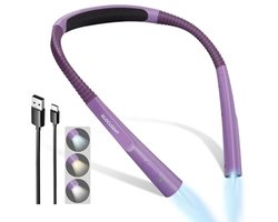 LED leeslamp voor om de nek, boeklamp voor in bed, verstelbaar met 3 kleuren en 3 helderheidsniveaus, oplaadbaar en duurzaam
