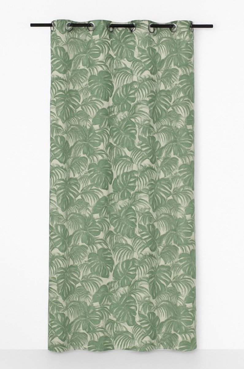Edera voorhang gordijn Monstera groen 8 Rings 135 x 260 cm