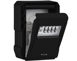 Vicon Sleutelkluis voor Binnen & Buiten - Incl. Wandmontage - Ophanghaken - 4-cijferige code - Waterdicht en roestvrij - Sleutelkastje - Zwart