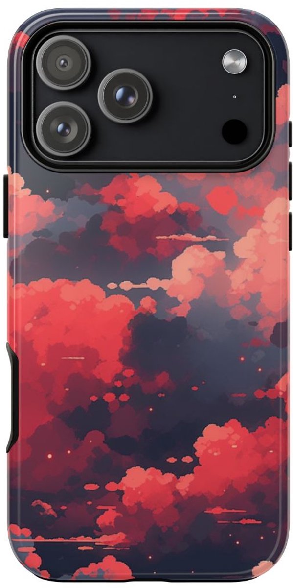 Abstracte Wolkenlucht in Rood en Roze – Telefoonhoesje Geschikt voor iPhone 17 Pro Max
