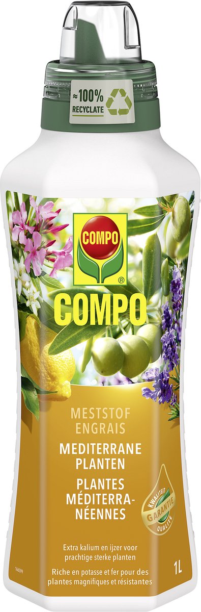 COMPO Vloeibare Meststof Mediterrane Planten - ook voor citrusplanten - voor een prachtige, rijke bloei - fles 1 L
