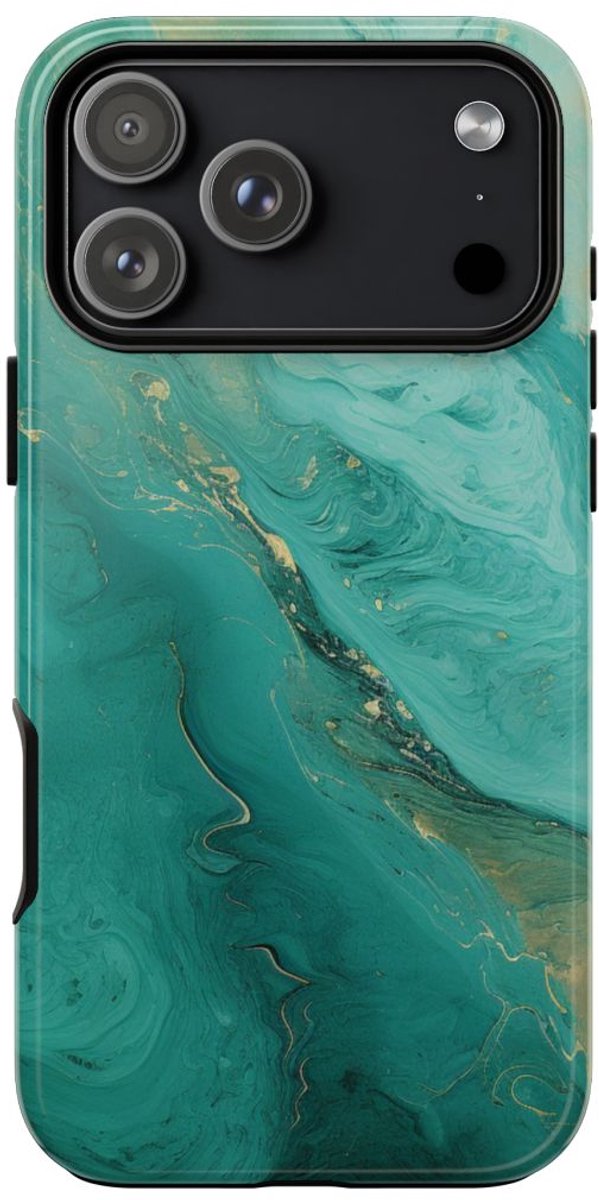 Turquoise Abstracte Vloeibare Kunst – Telefoonhoesje Geschikt voor iPhone 17 Pro Max