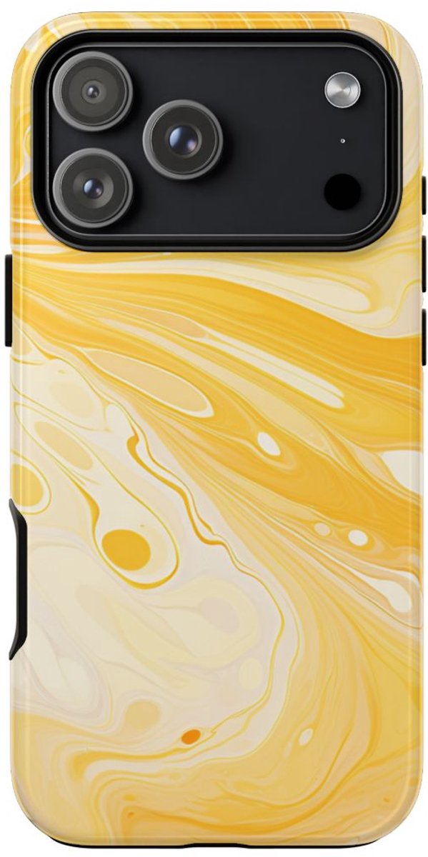 Goudgele Suminagashi Marmer Abstract – Telefoonhoesje Geschikt voor iPhone 17 Pro Max