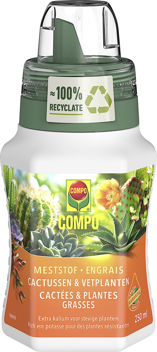 COMPO Vloeibare Meststof Cactus & Vetplanten - voor gezonde en stevige planten - fles 250 ml