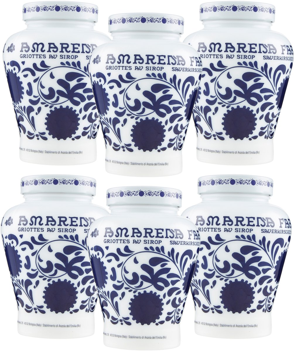 Set van 6 - Fabbri 1905 - Amarena Fabbri 600g gedoopt in Fabbri Amarena siroop