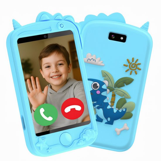 Foto: Silvergear kids smartphone met videobelfunctie en gps ouder controle functie kindertelefoon met smartphonehoesje en koord educatief en interactief speelgoed cadeau voor jongens reisspelletjes kinderen vanaf 6 jaar blauw