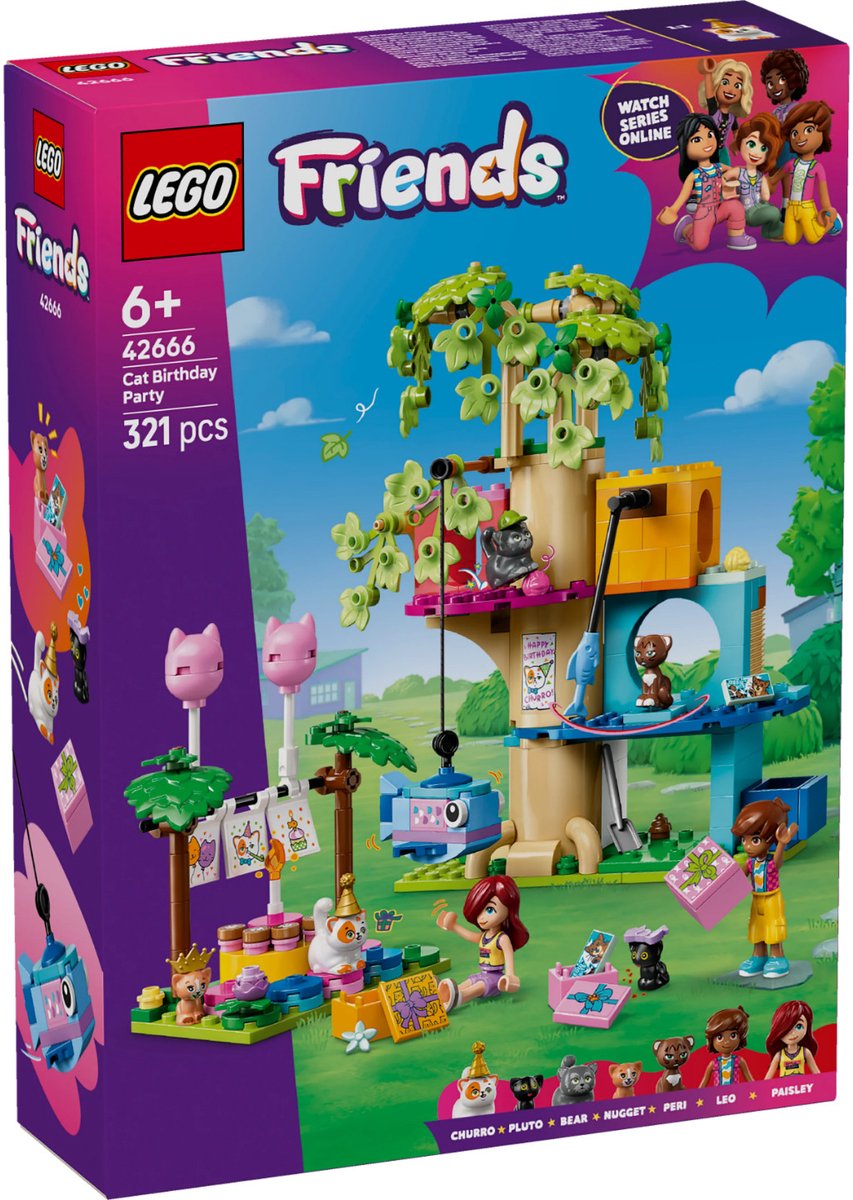 LEGO 42666 Friends Kattenverjaardagsfeestje En  Boomhut