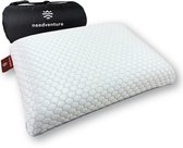 needventure® Reiskussen Cool & Comfort - Kampeerkussen - Opvouwbaar Nekkussen - Traagschuim Kussen - Mini Hoofdkussen - Memory Foam - Kinderen en Volwassenen - Geschikt voor Auto en Vliegtuig - Voorkom Nekklachten