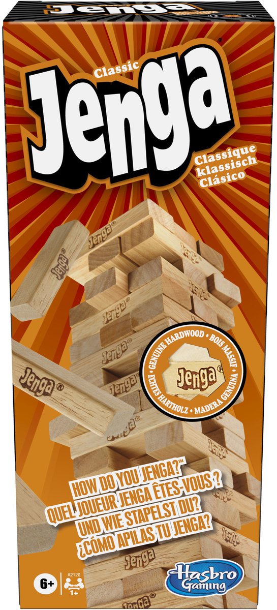 Hasbro Jenga - Classic Meertalig, 1 - 8 spelers, 15 minuten, Vanaf 6 jaar