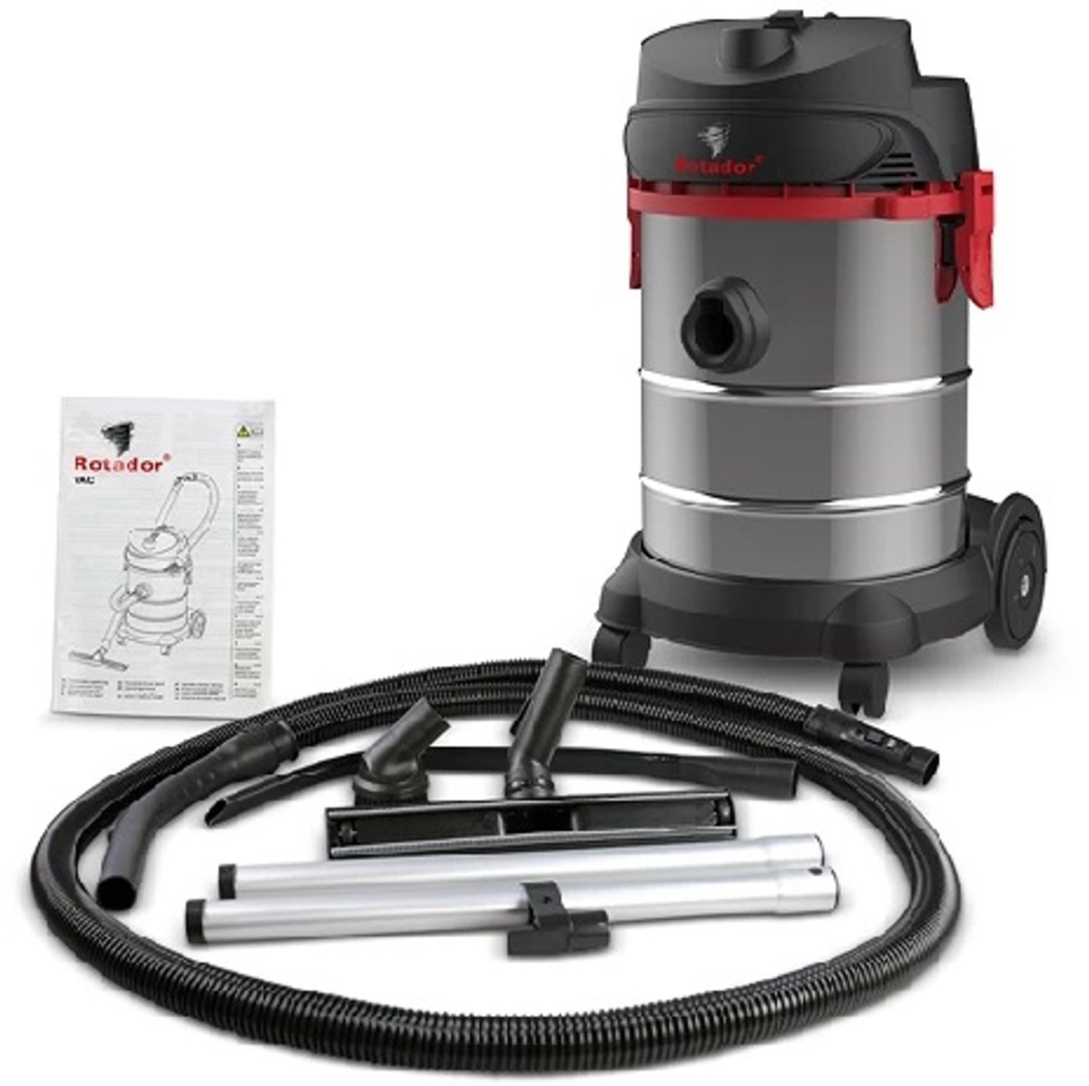 ROTADOR NAT EN DROOG INDUSTRIELE STOFZUIGER 30L 1200W MET ACCESSOIRES