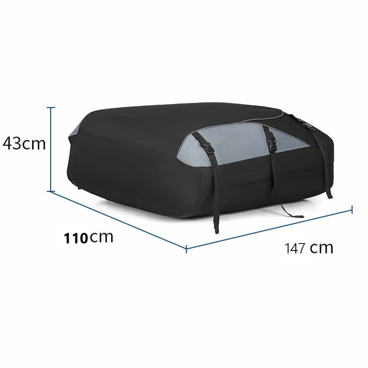 Dakkoffer set met cijferslot & tas & deurhaken- Inclusief antislipmat - 700liter (Maat L) -waterdichte-auto-daktas-flexibele-dakkoffer-zwart-oxford-1000D-pvc-binnenvoering-met-dakdrager-dakkoffer-opvouwbaar-147*110*43cm – foto 2