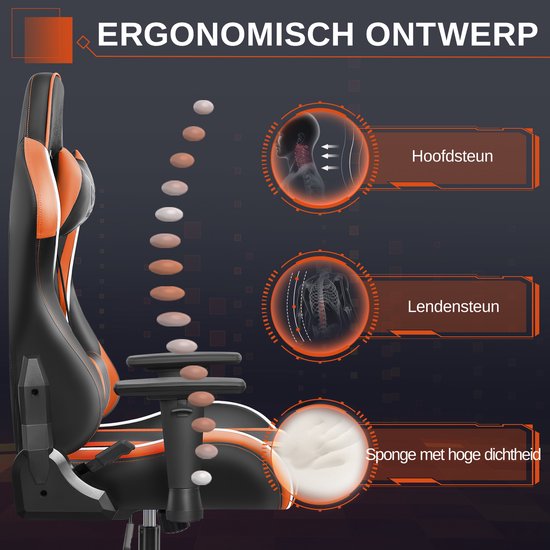 ML-Design Professionele Gaming Stoel Grijs-Wit Ergonomisch