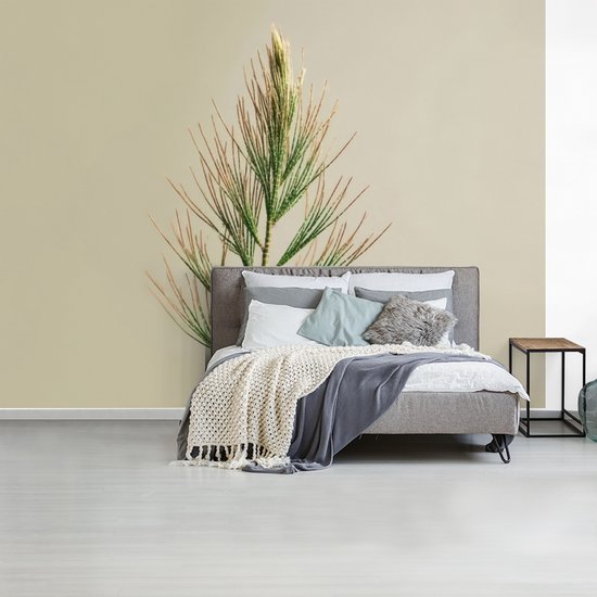 Behang - Fotobehang Dennentak - Naaldvormige bladeren - Lichtgroen - Breedte 350 cm x hoogte 260 cm