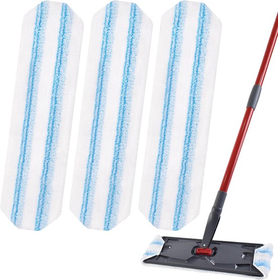 3 pack - Geschikt voor Vileda H2Pro Flatmop Vervanging - Geschikt voor OCedar H2prO vlakmopsy - Voor harde vloeren - dweilkopvervanging - vervangende microvezel dweilkoppen - Machinewasbaar - Herbruikbare padvervanging - voor diepe reiniging