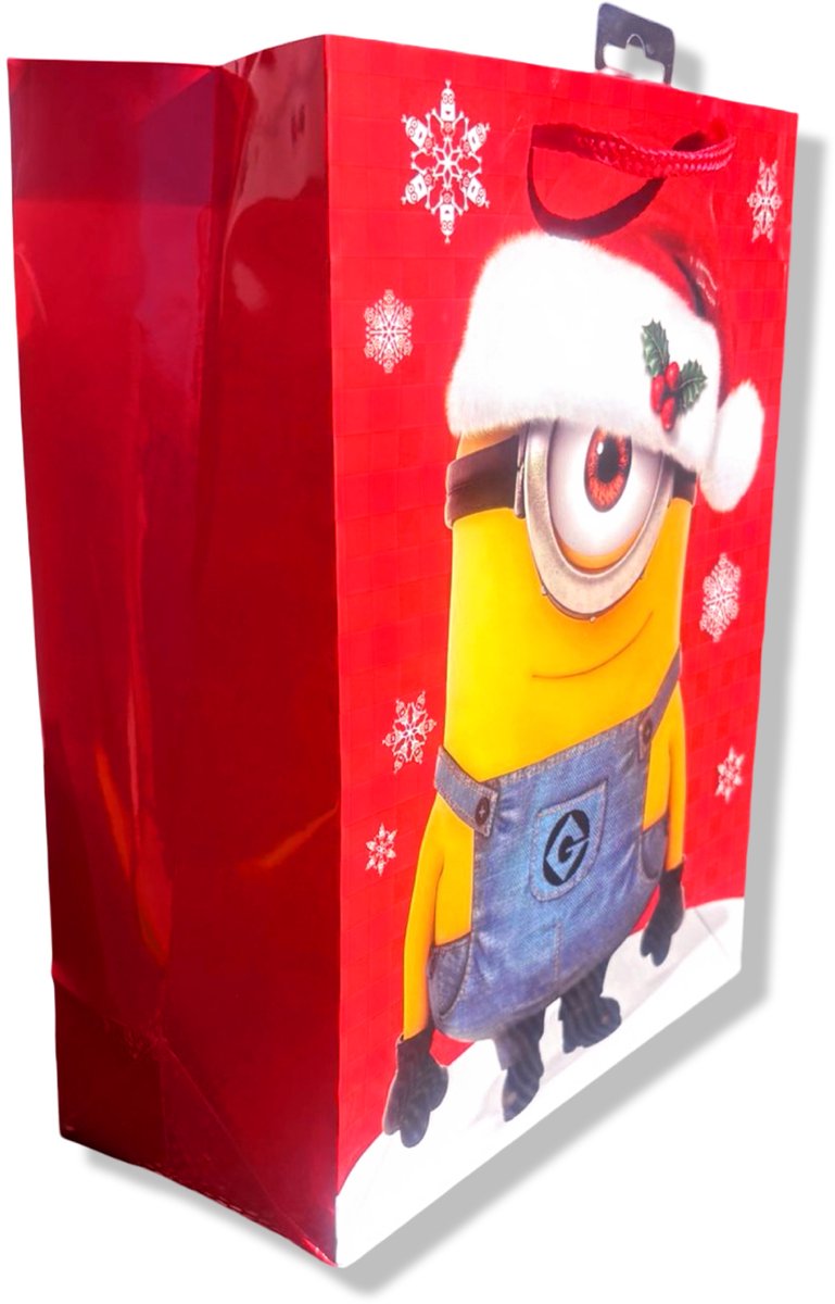 4 Luxe Minions Cadeautasjes A4 formaat 33x26cm - Kerst Papieren cadeautasjes met Full-color bedrukking