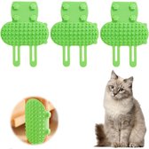 3-stuks Zelfverzorgingsborstel voor katten - Zelfmasserende krabpaal - Siliconen massager - Verstelbare krabpaal voor katten - Verlicht jeuk in het gezicht - Ontwerp met dubbele band voor de poten - Geschikt voor katten en honden - Groen