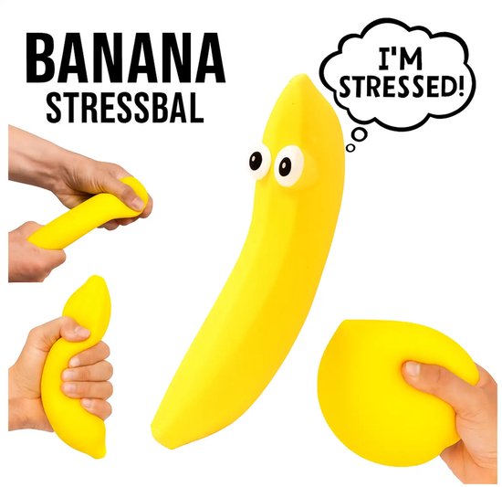 Banaan stressbal voor de hand - Stressbal voor kinderen en volwassenen - 13 cm - Fidget Toys