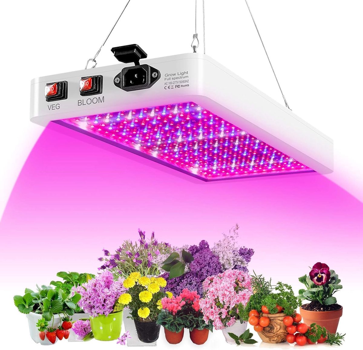 Kweeklamp LED Full Spectrum - Grow Light - Kweeklampen - Groeilamp - Led - Wit Licht - Groei en Bloei - 216 Leds - 80W