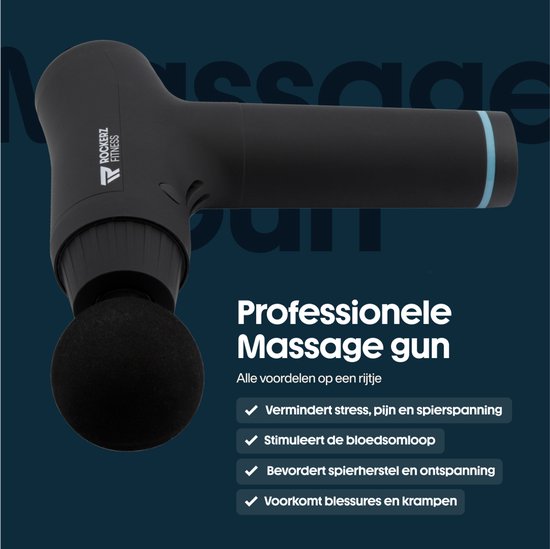 Rockerz Massage Gun - Massage gun professioneel - Massage pistool - 6 opzetstukken - 30 snelheden - Inclusief koffer - Krachtig - Draadloos