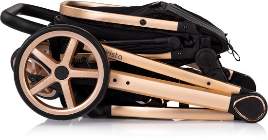 Chipolino Kinderwagen Vista - Baby wagen 2 in 1 - Kinderwagen met wieg en stoel - Licht en flexibel - Omvouwbaar - Inclusief luiertas - Zwart van Chipolino — afbeelding 4