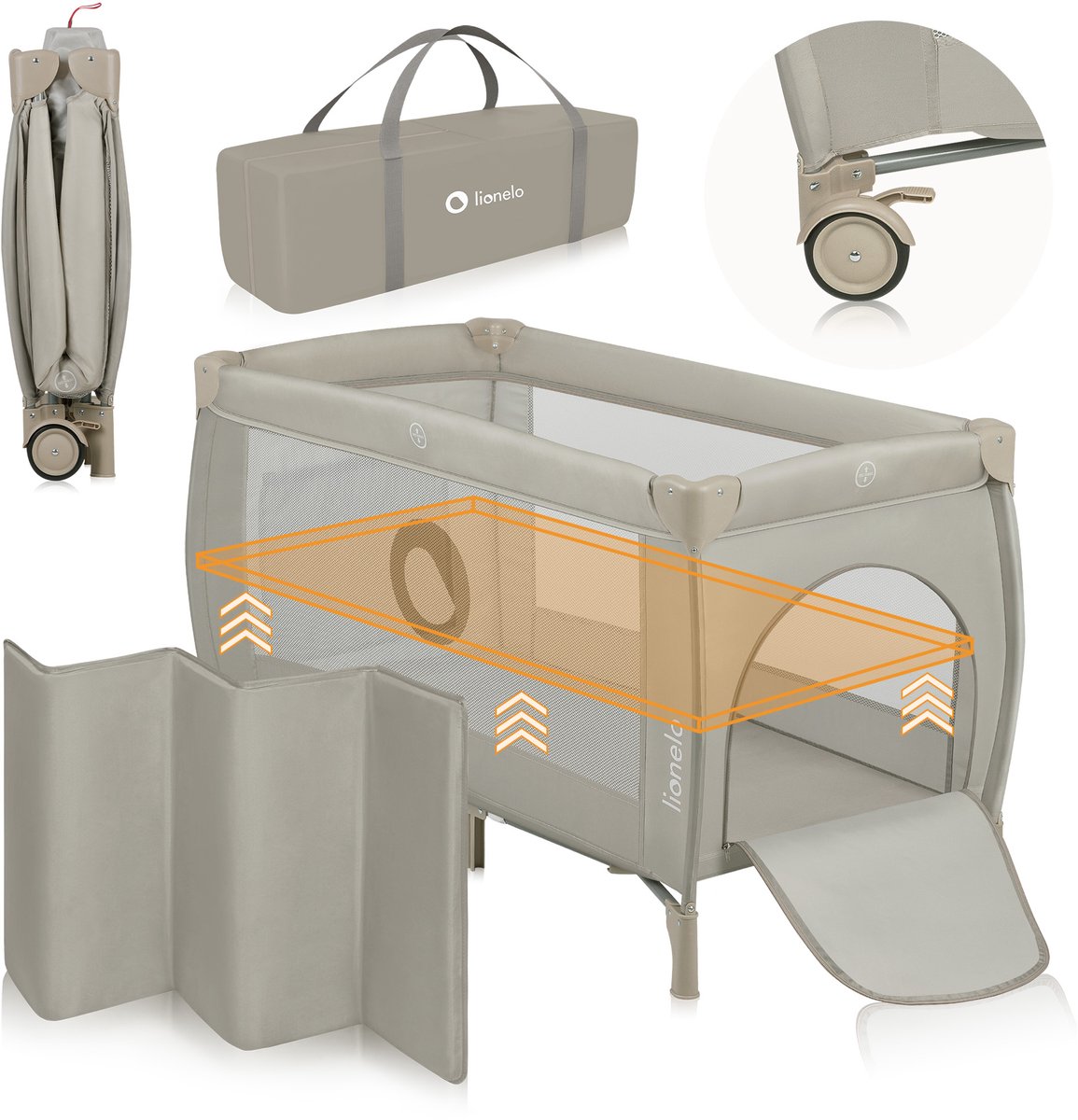 Lionelo Stefi Plus Reisbedje 2-in-1 met matras en draagtas