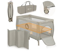 Lionelo Stefi Plus – Lit de voyage 2en1 – Lit bébé évolutif & parc – Jusqu’à 15 kg – Côté zippé – Matelas en mousse de qualité – Pliage rapide
