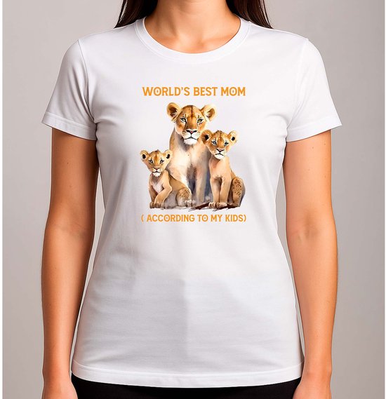 World's Best Mom According To My Kids - T Shirt - BestMom - NumberOneMom - MomLife - SuperMom - Cute - BesteMama - NummerEenMama - MamaLeven - SuperMama