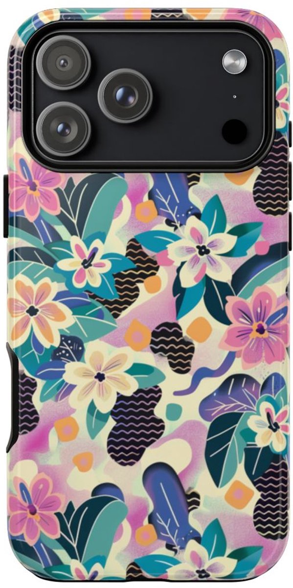 Kleurrijk Abstract Bloemenpatroon – Telefoonhoesje Geschikt voor iPhone 17 Pro Max
