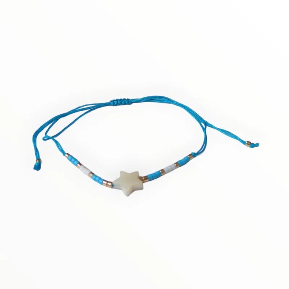 Aramat Jewels - verstelbare kralen armband met ster en schelp - Blauw