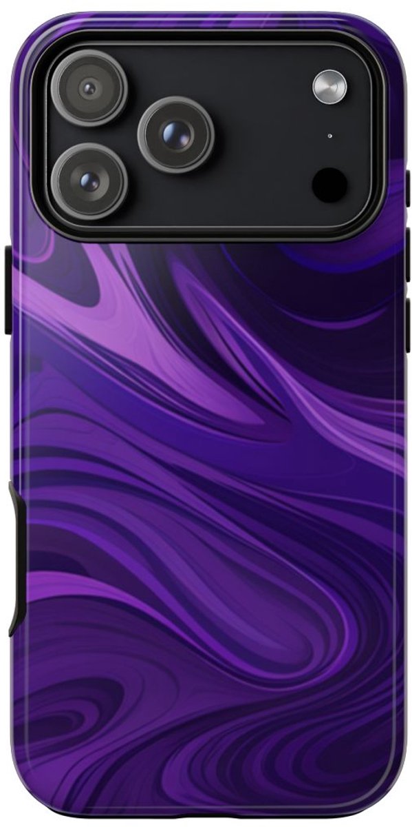 Paarse Abstracte Golfpatroon – Telefoonhoesje Geschikt voor iPhone 17 Pro Max