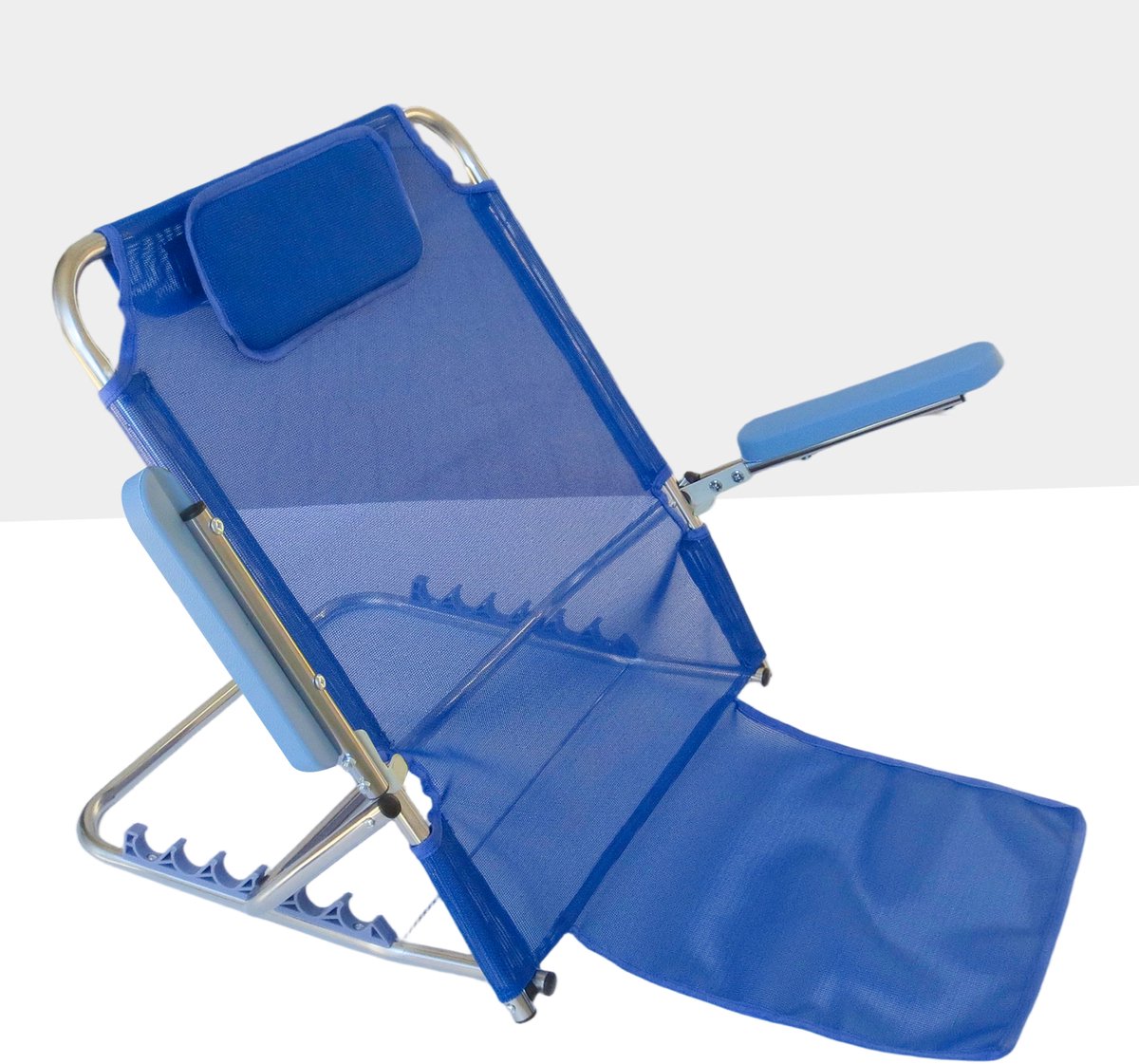 SUMOH® Verstelbare Rugsteun met Armsteunen – 5 Standen – Inklapbaar & Draagbaar – Comfortabele Rugleuning met Hoofdkussen – Voor Bed, Bank, Strand & Camping – Ideaal om te Lezen of TV te Kijken -BLAUW