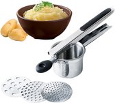 YUGN Aardappelpers Pureeknijper - Pureestamper - RVS - inclusief 3 verschillende structuur schijven - eBook toegang