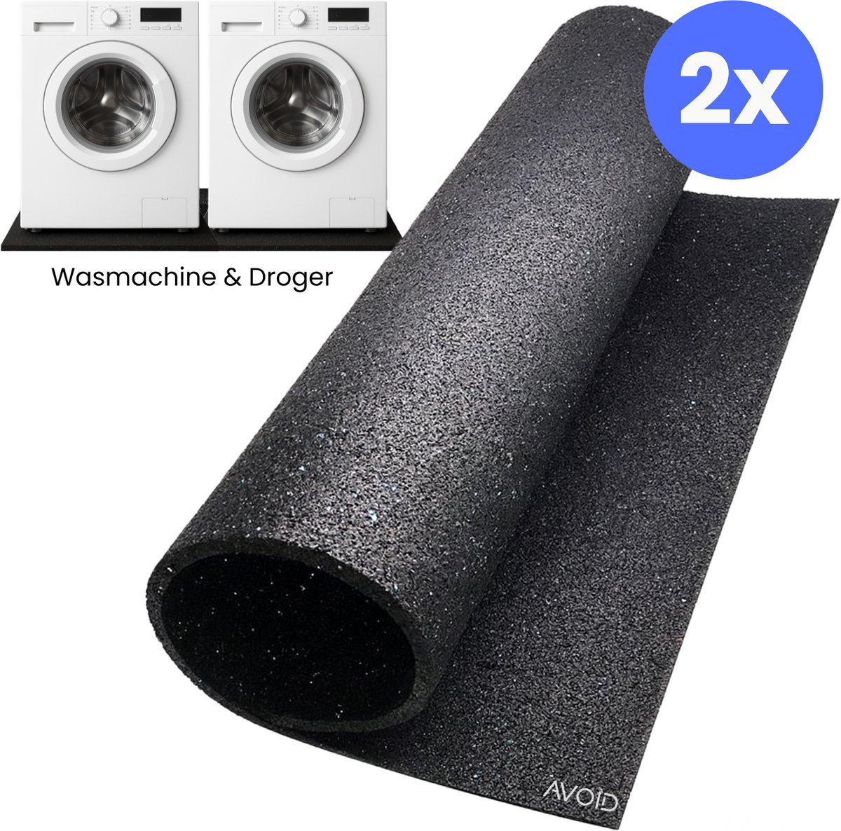 AVOID® 2x Anti Tril Mat voor Wasmachine en Droger - Geluiddempend, Anti-Slip en Trillingsvrij voor Stabiele Apparaten