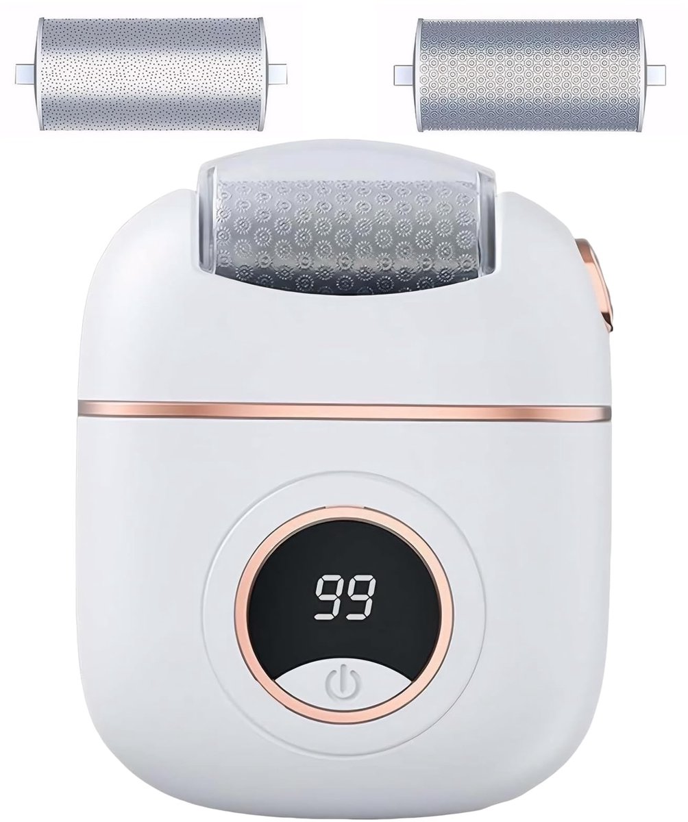 QTTVBTNA -Elektrische Voetvijl met LCD-Display – Oplaadbare Pedicure Set met 3 Schuurkoppen – Voor Eeltverwijdering & Zachte Voeten