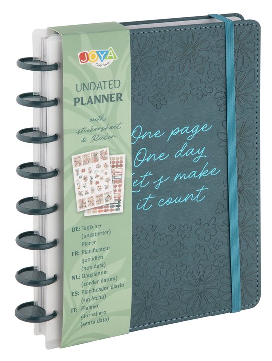 Luxe Planner Ongedateerd - Dagplanner A5 Formaat - Weekplanner Hardcover - Ringband - Journal - Organizer - Stickervellen - Liniaal - Joya Creative