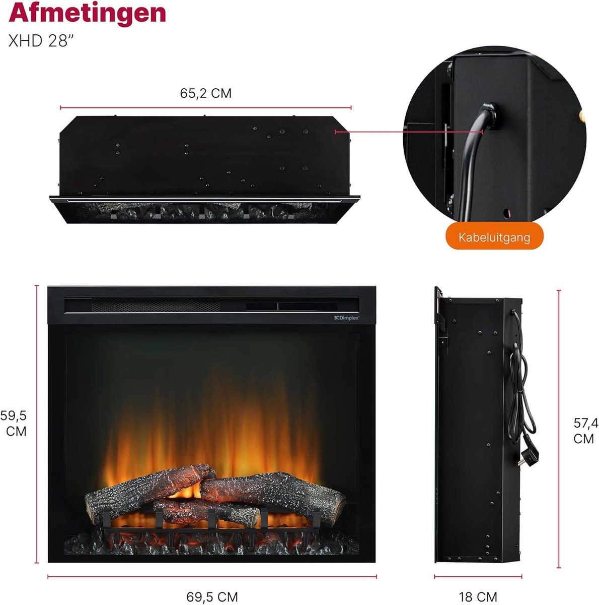 Luxe Elektrische Inbouwhaard FireGlow XHD28 – 28 inch – 1400W – LED Verlichting – Optiflame Realistisch Vlameffect – Met Verwarming & Afstandsbediening – Frameloos Glas – Zwart – Energiezuinig & Stijlvol voor Woonkamer, Slaapkamer & Inte HomeByNicole